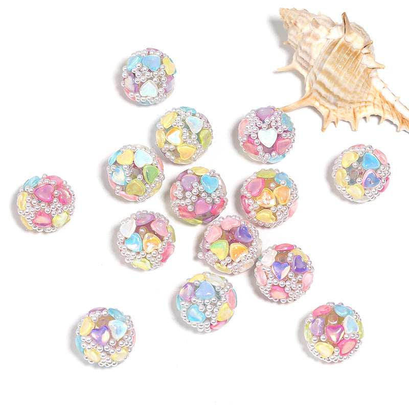 Wholesale 20pcs Heavy Industry Color Mermaid Heart Diamond DIY Pearl Diamond Ball